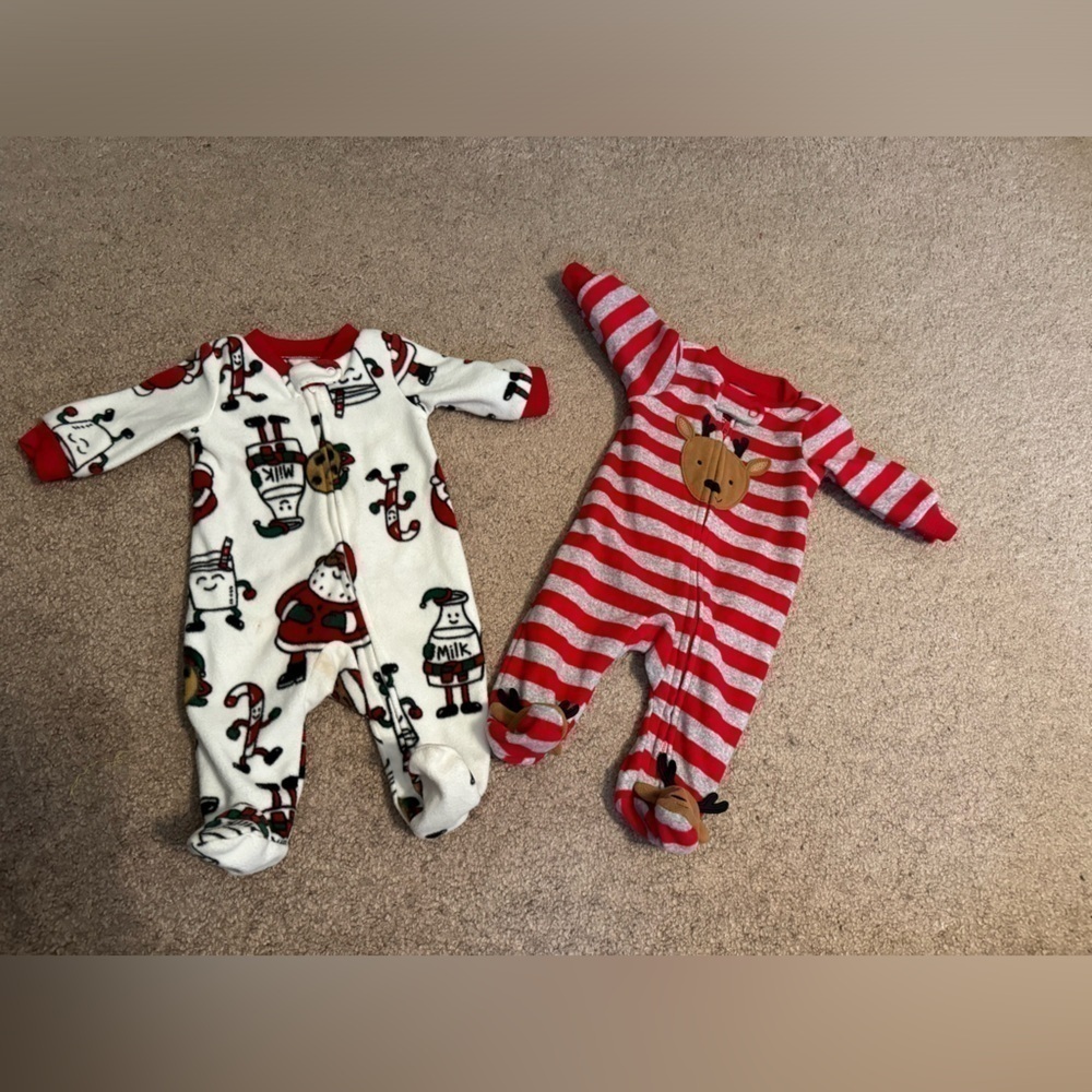 Carters newborn winter holiday onesies 2 lot